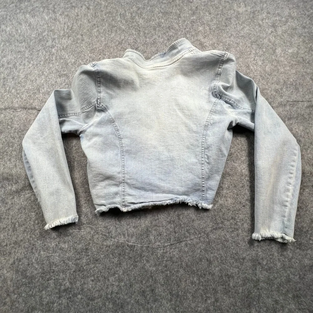 Tommy Jeans Womens Size Small Light Wash Military‎ Denim Jacket Cropped Y2K